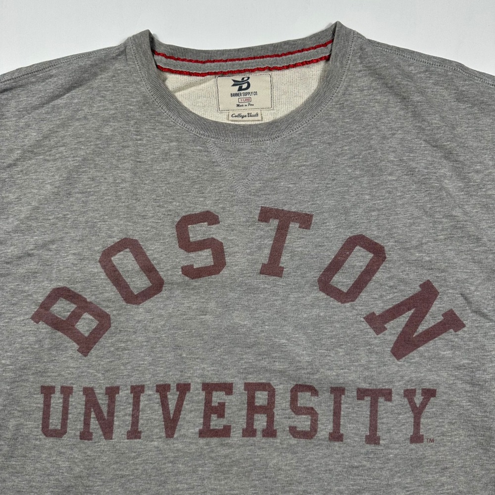 Boston University Terriers Sweatshirt Mens XL Oversized Gray Banner Supply Co